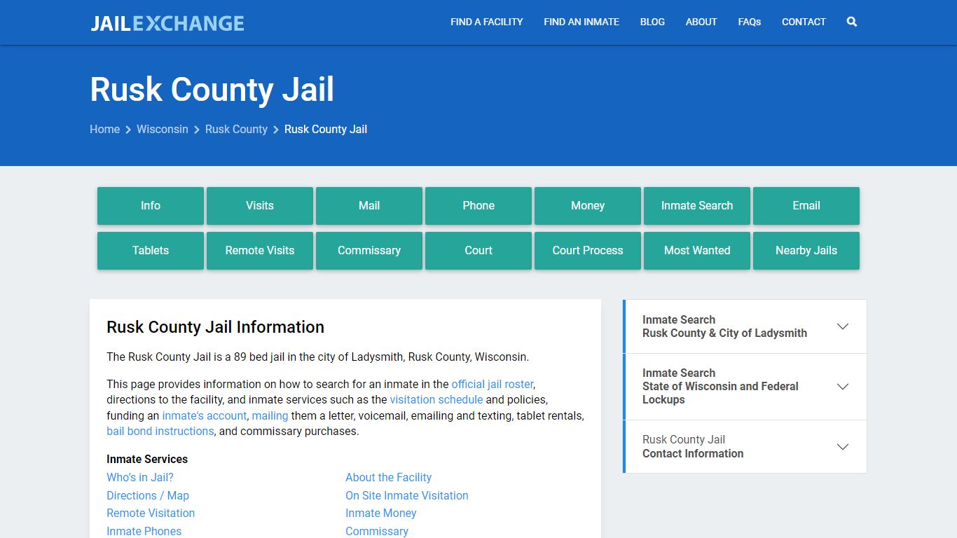 Rusk County Jail, WI Inmate Search, Information - Jail Exchange